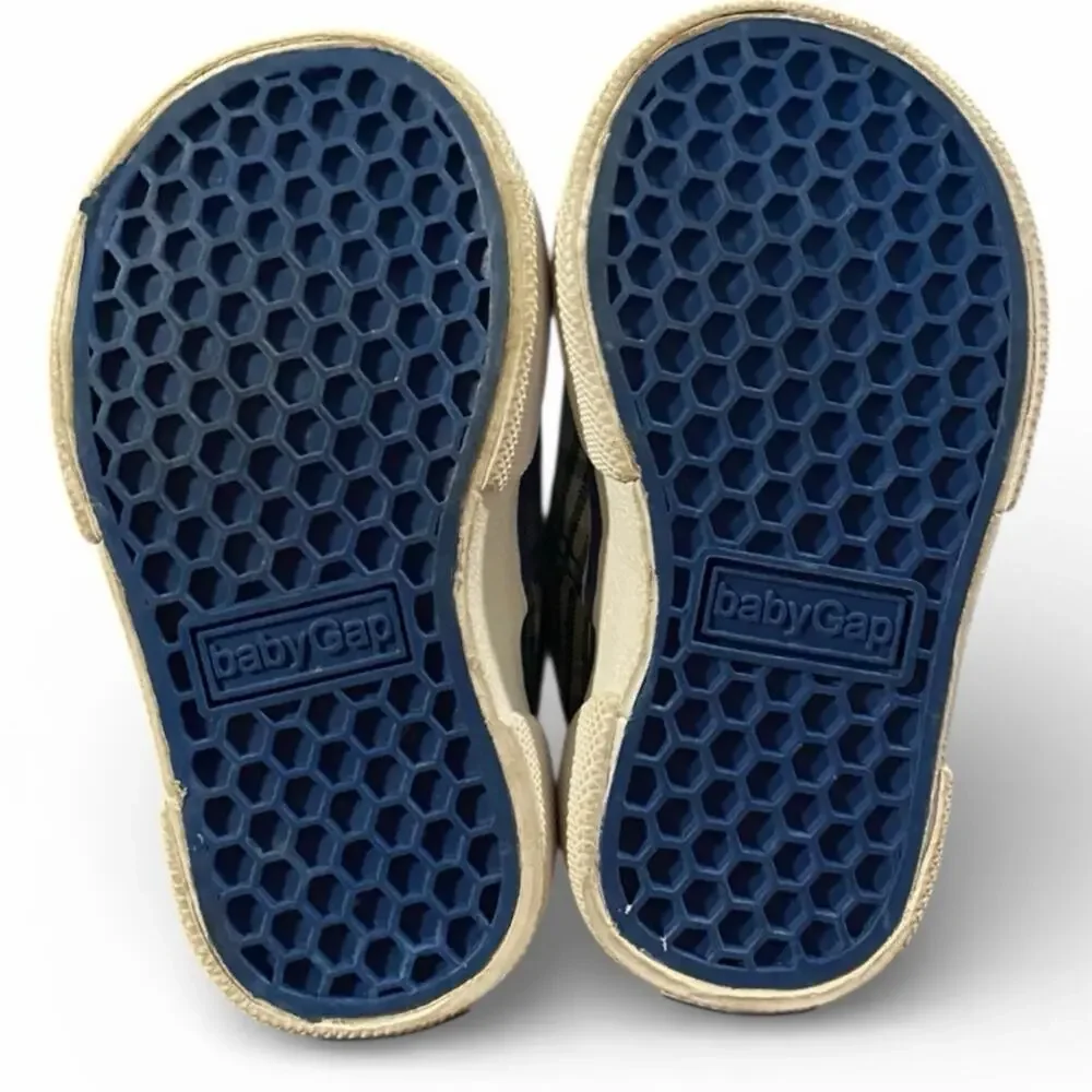 Baby Gap Boy's Tennis Shoes Toddler 5 Blue White Plaid Preppy Canvas Sneakers
